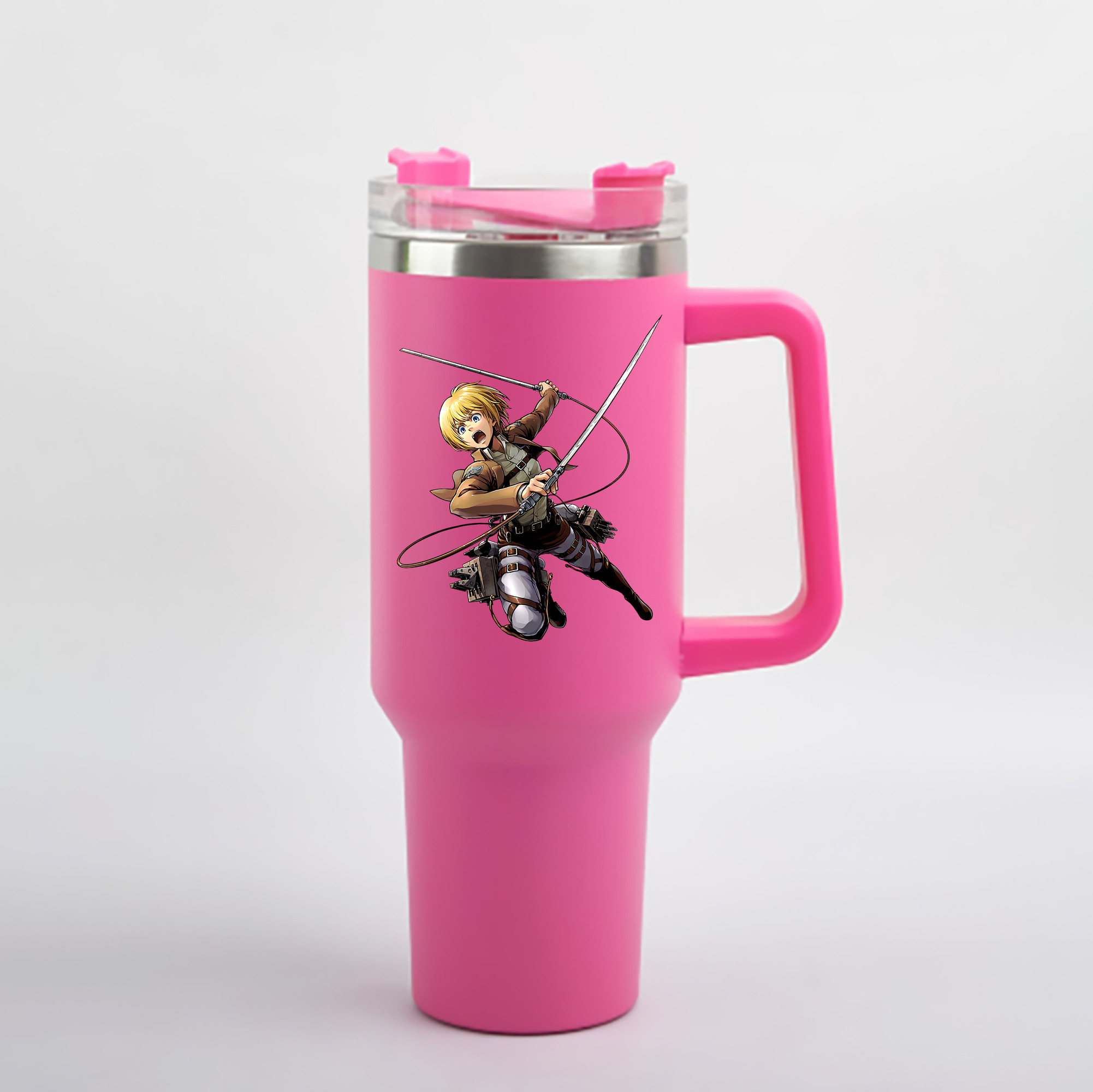 （画像用） 進撃の巨人 アルミン·アルレルト Attack on Titan Armin Arlert 1200mL車用タンブラー - クリスタルステッカー（プラスチックストロー付き）